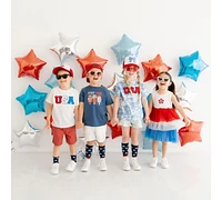 Sweet Wink Little and Big Girls Boys Usa Patch Short Sleeve T-Shirt