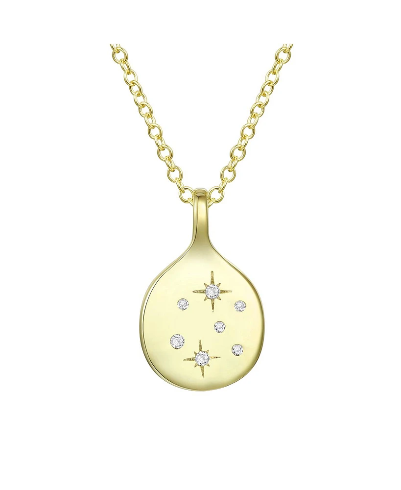 Rachel Glauber 14K Gold Plated with Cubic Zirconia Stars Round Shaped Pendant Necklace