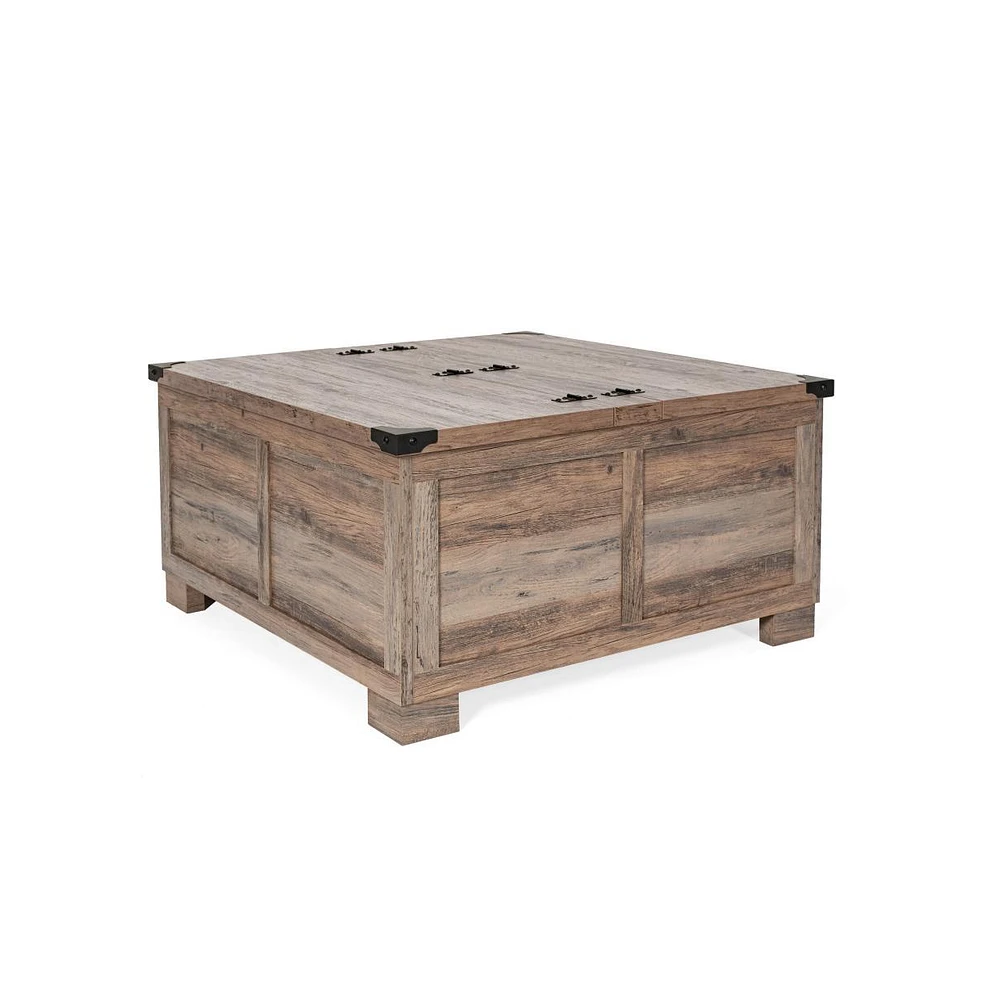 Merrick Lane Green River Farmhouse Storage Coffee Table