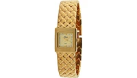 Swiss Edition Women's Luxury 23K Gold Plated Small Square Weave Bracelet