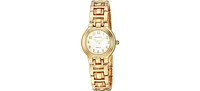 Timetech Women's Gold Plated Panther Link Bracelet Dress Watch with White Dial