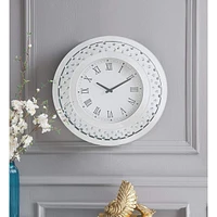 Streamdale Furniture Nysa Wall Clock In Mirrored & Faux Crystals