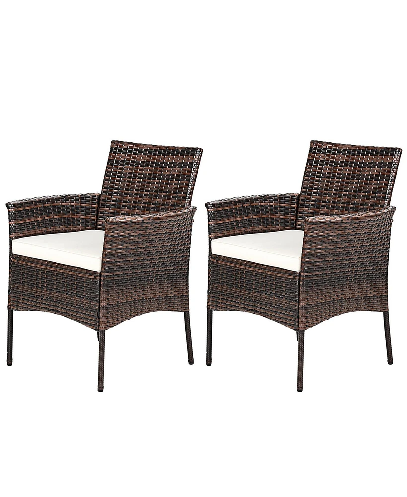 Sugift 2 Pieces Outdoor Pe Rattan Armchairs with Removable Cushions