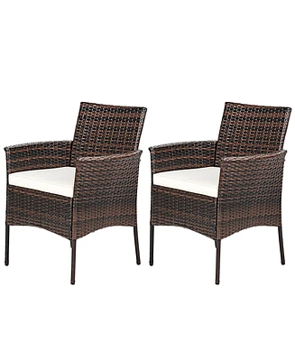 Sugift 2 Pieces Outdoor Pe Rattan Armchairs with Removable Cushions