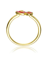 GiGiGirl Kid s 14K Gold Plated Double Heart Kids Stack Ring