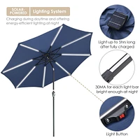 9ft Solar Led Patio Umbrella Outdoor Parasol Backyard Sunshade Tilt with Crank