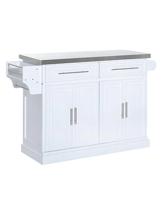 Homcom Rolling Kitchen Island Cart with Cabinets and Drawers,