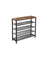 Slickblue Industrial Shoe Rack With Mesh Shelves