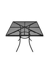 Mondawe Steel Mesh Table Square Dining Table With Umbrella Hole For Patios