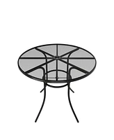 Mondawe Steel Mesh Table Round Circle Dining Table With Umbrella Hole For Patios