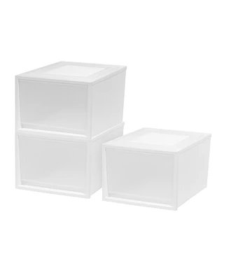 Iris Usa Deep Box Chest Drawer, White, 3 Pack