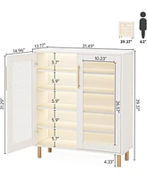 Tribesigns Shoe Cabinet with Acrylic Doors and Led Light