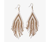 Ink + Alloy Haley Stacked Triangle Beaded Fringe Earrings Gold