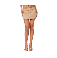 Edikted Women's Charli Frayed Denim Mini Skirt