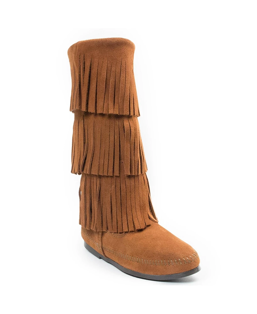 Minnetonka Women's Suede 3-Layer Fringe Boots