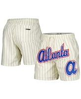 Pro Standard Men's Cream Atlanta Braves Pinstripe Retro Classic Woven Shorts