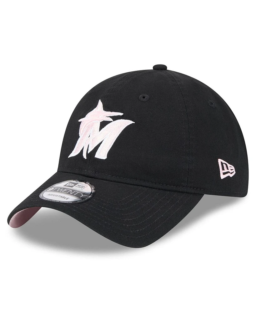 New Era Men's Black Miami Marlins 2024 Mother's Day 9TWENTY Adjustable Hat