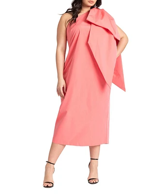 Eloquii Plus Size One Shoulder Bow Column Dress