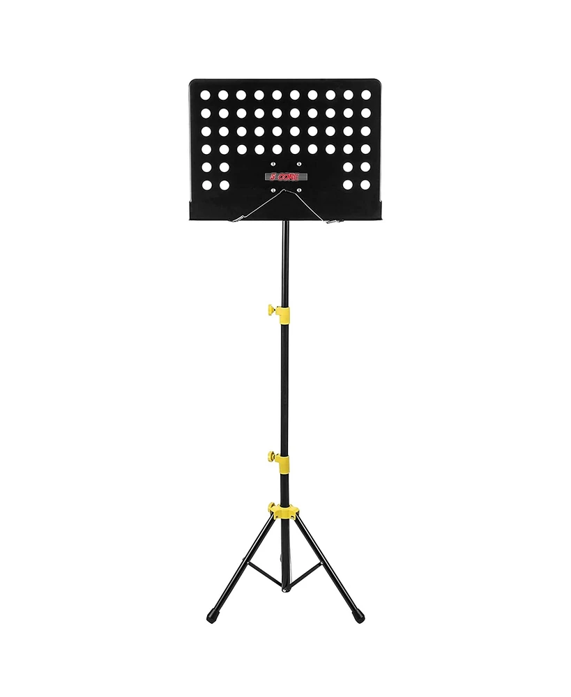 5 Core Sheet Music Stand Yellow • Sturdy Portable Height Adjustable Music Note Holder Tripod Stands - Mus Ylw