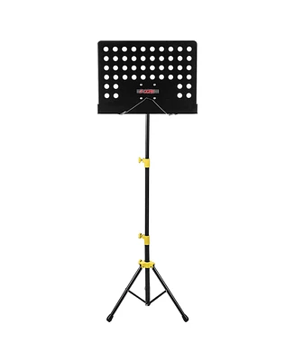 5 Core Sheet Music Stand Yellow • Sturdy Portable Height Adjustable Music Note Holder Tripod Stands - Mus Ylw