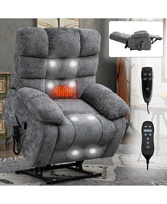 Simplie Fun Grey Dual Motor Power Lift Recliner, 350lb Capacity