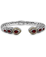 Devata Garnet & Bali Ubud Cuff Bracelet Sterling Silver and 18K Gold
