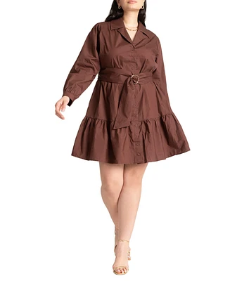 Eloquii Plus Size Mini Shirt Dress With Belt