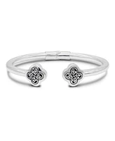 Devata Bali Clover Cuff Bracelet in Sterling Silver