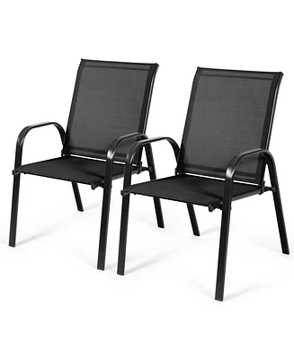 Sugift 2 Pieces Patio Outdoor Dining Chair with Armrest