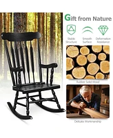 Sugift Rocking Chair with Solid Wooden Frame for Garden and Patio