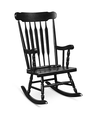 Sugift Rocking Chair with Solid Wooden Frame for Garden and Patio