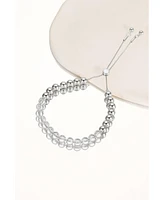 Classicharms FrostLily Clear Crystal and Bead Bolo Bracelet