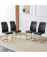 Modern dining chairs with faux leather padded seats, dining room chairs, gold metal leg upholstered chairs, suitable for kitchens, living rooms, bedro