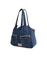 True Religion Horseshoe Stitch Denim Satchel