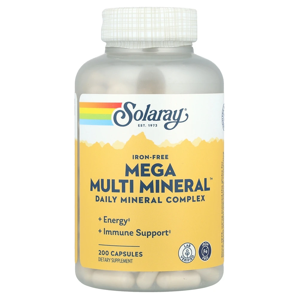 Solaray Mega Multi Mineral Iron Free - 200 Capsules