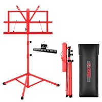 5 Core Sheet Music Stand Red; Portable Foldable Music Note Holder; Height Adjustable Tripod Stands - Mus Fld Red