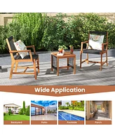 Sugift 3 Pieces Acacia Wood Patio Conversation Sets with Armchairs Coffee Table