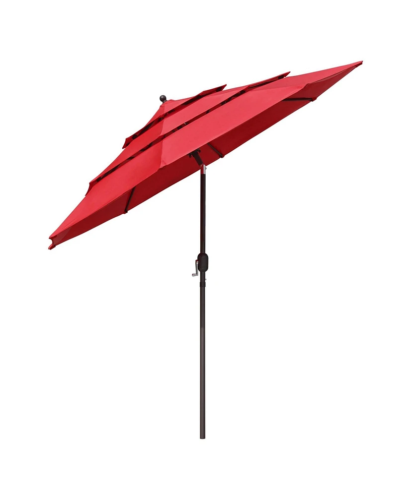 Yescom 3 Tier Patio Umbrella with Crank Handle Push to Tilt Home Garden