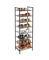 Slickblue Shoe Rack 8 Tier Tall Storage Organizer, Sturdy Metal Narrow Shelf