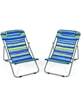 Sugift Portable Beach Chair Set of 2 with Headrest