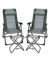 Sugift 4 Pieces Patio Folding Dining Chair Sets with Adjustable Backrest