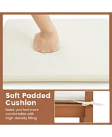 Sugift Set of 2 Outdoor Wood Barstools with Soft Seat Cushion