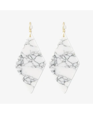 sanctuaire Sanctuary Project by Semi Precious White Howlite Diamond Drop Statement Earrings Gold