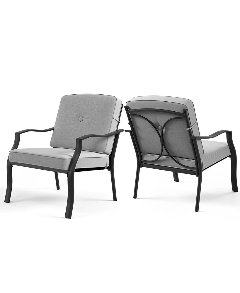 Sugift 2 Piece Patio Metal Chairs with Seat and Back Cushions