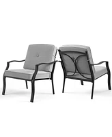 Sugift 2 Piece Patio Metal Chairs with Seat and Back Cushions