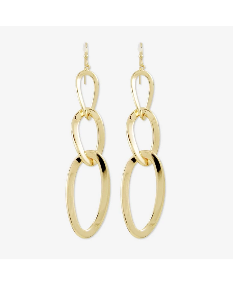 sanctuaire Statement Flat Chain Drop Earrings Gold