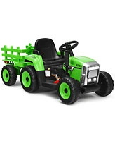 Sugift 12V Ride on Tractor with 3-Gear-Shift Ground Loader for Kids 3+ Years Old