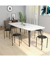 17.5 Inch Set of 6 Portable Plastic Stack Stools with Metal Frame