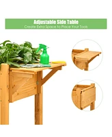 Sugift Elevated Planter Box Kit with 8 Grids and Folding Tabletop