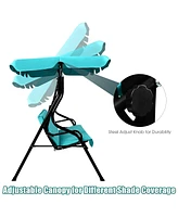 Vebreda 3 Seat Outdoor Patio Canopy Swing with Cushioned Steel Frame